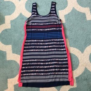 Navy printed shift dress